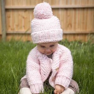 Huggalugs Knit Pale Pink Sweater with Buttons 6-12 Months